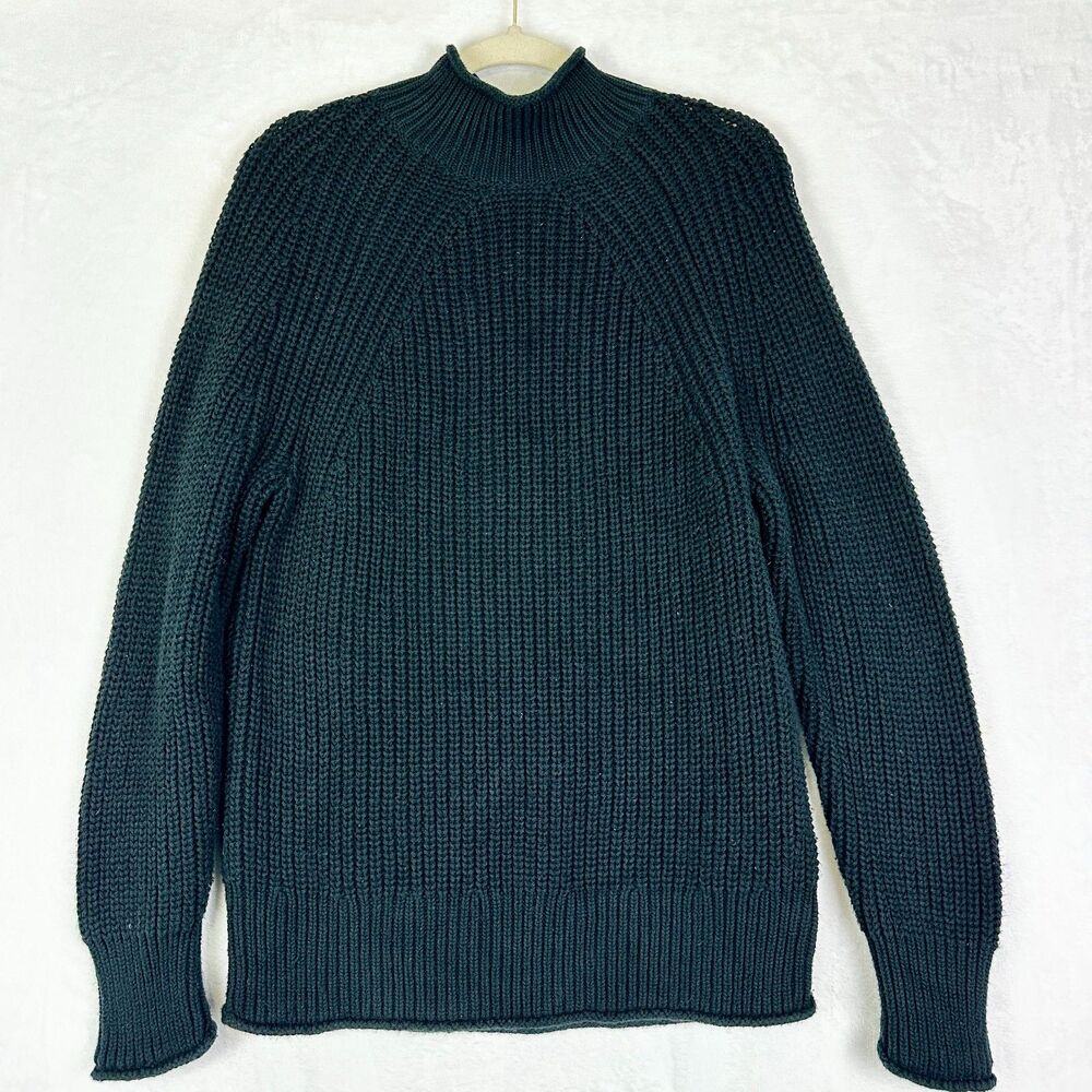J. Crew Dark Teal Ribbed Cowl Turtleneck Sweater